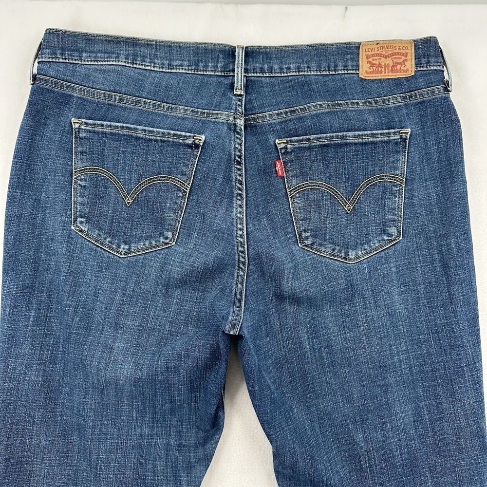 Levis Classic Straight Jeans Womens 16W Medium Wash Denim Blue Stretch Mid Rise - Picture 3 of 8